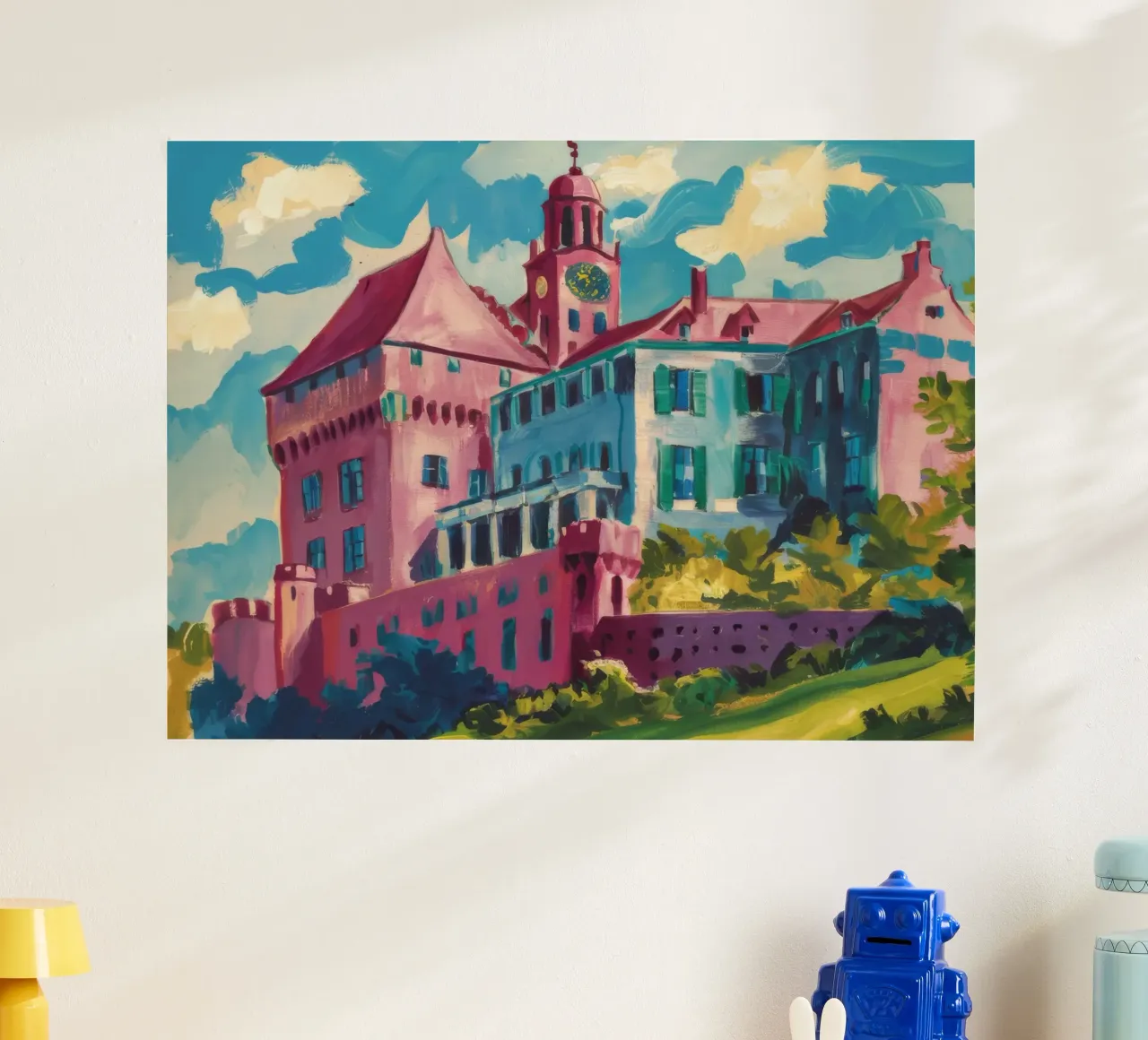 Collina del Castello Cremisi poster con telaio in plastica da Lush Essence