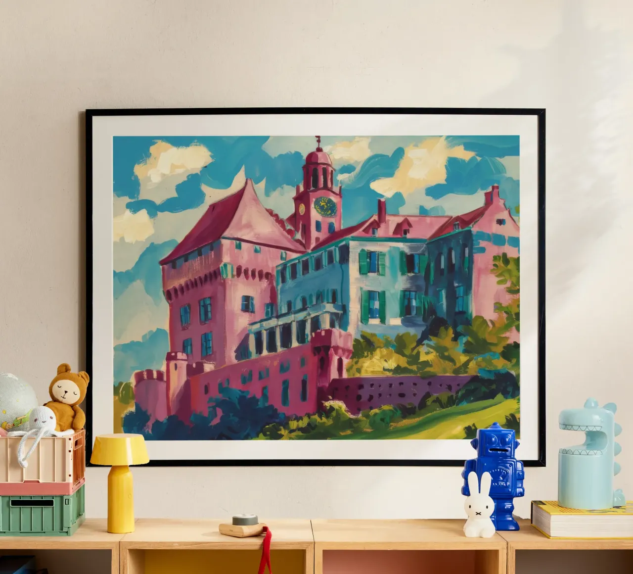 Collina del Castello Cremisi poster con telaio in plastica da Lush Essence