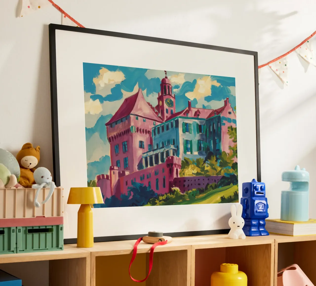 Collina del Castello Cremisi poster con telaio in plastica da Lush Essence
