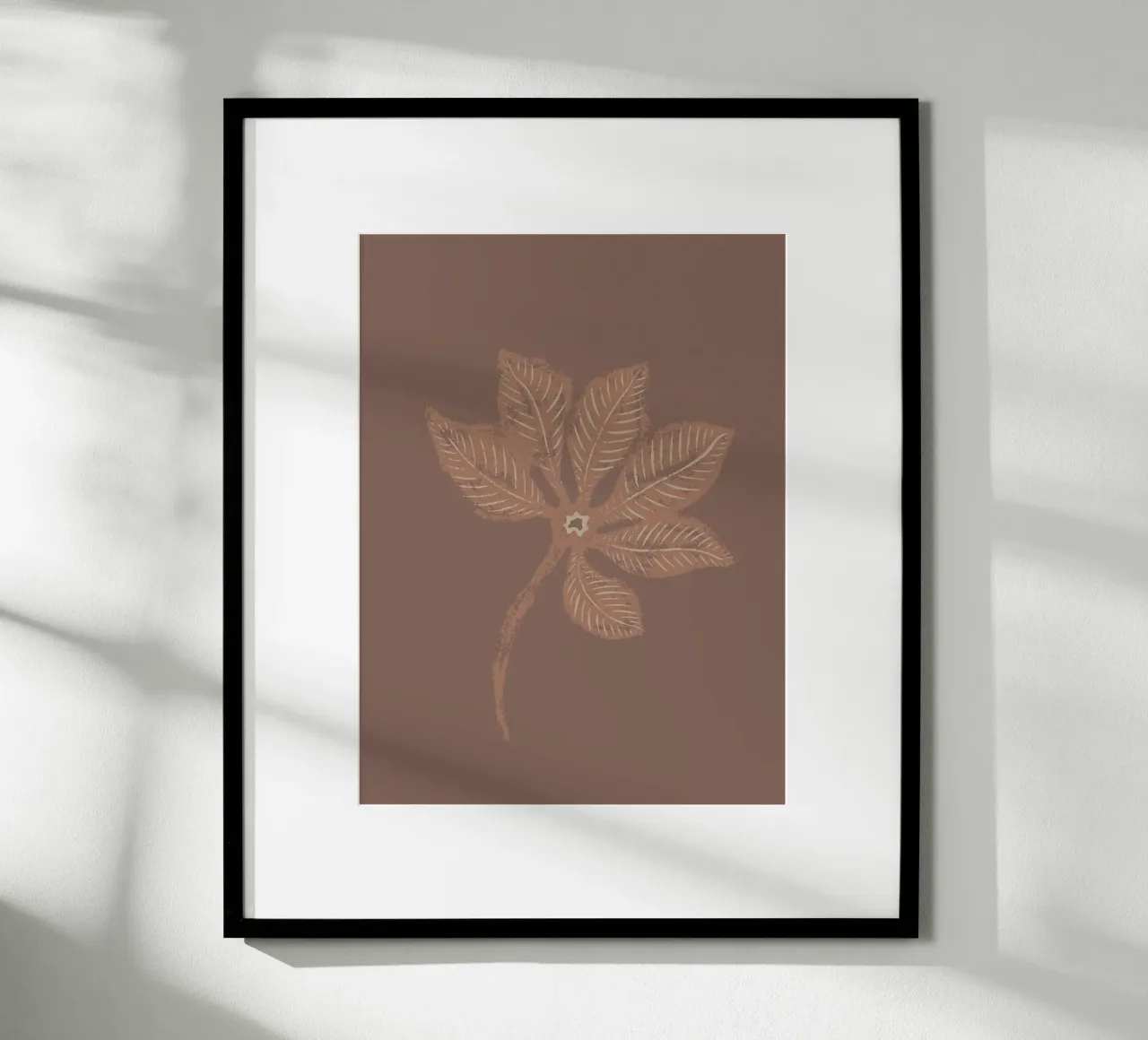 Mocha Foliage poster with aluminum frame by Nikitajariwala