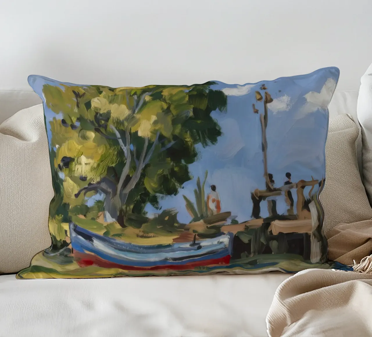 Beached Boat Solitude decorative cushion by Radiance Landscape