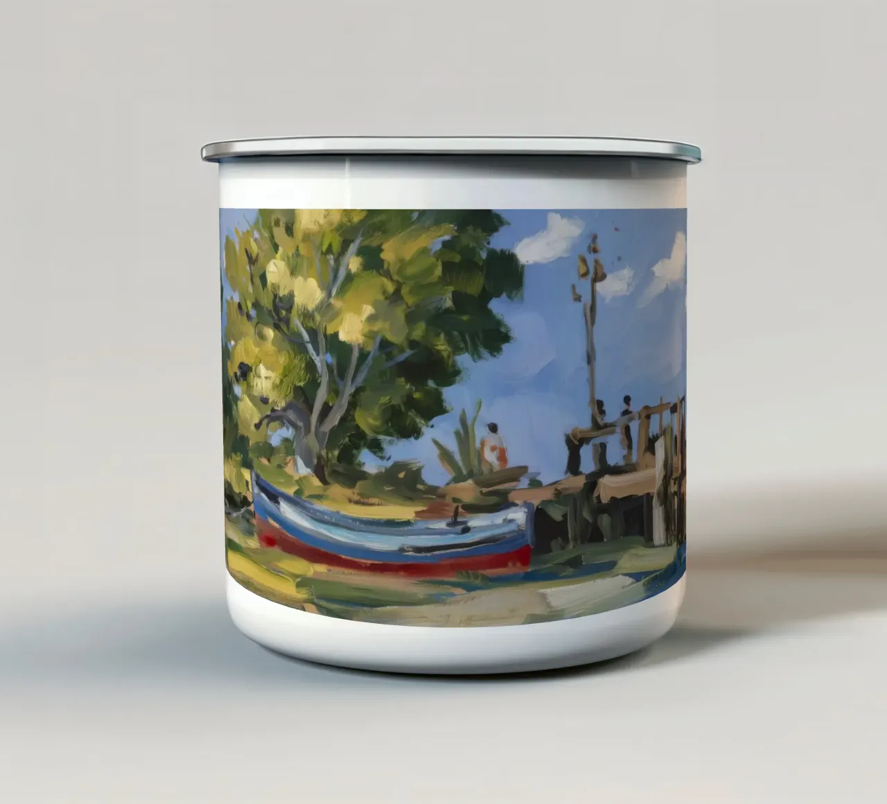 Solitudine della barca spiaggiata tazza in smalto da Radiance Landscape