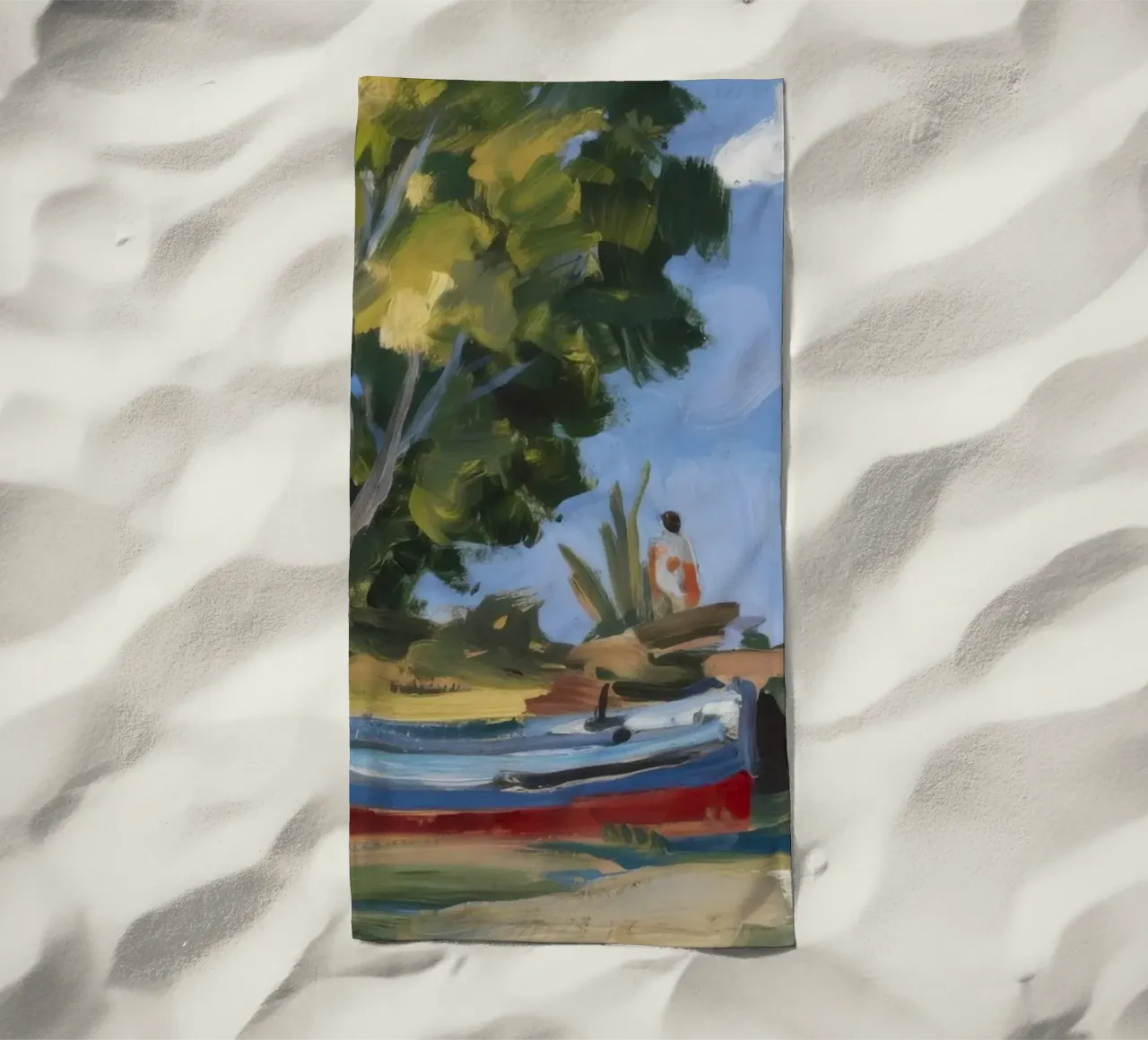 Solitudine della barca spiaggiata telo mare da Radiance Landscape