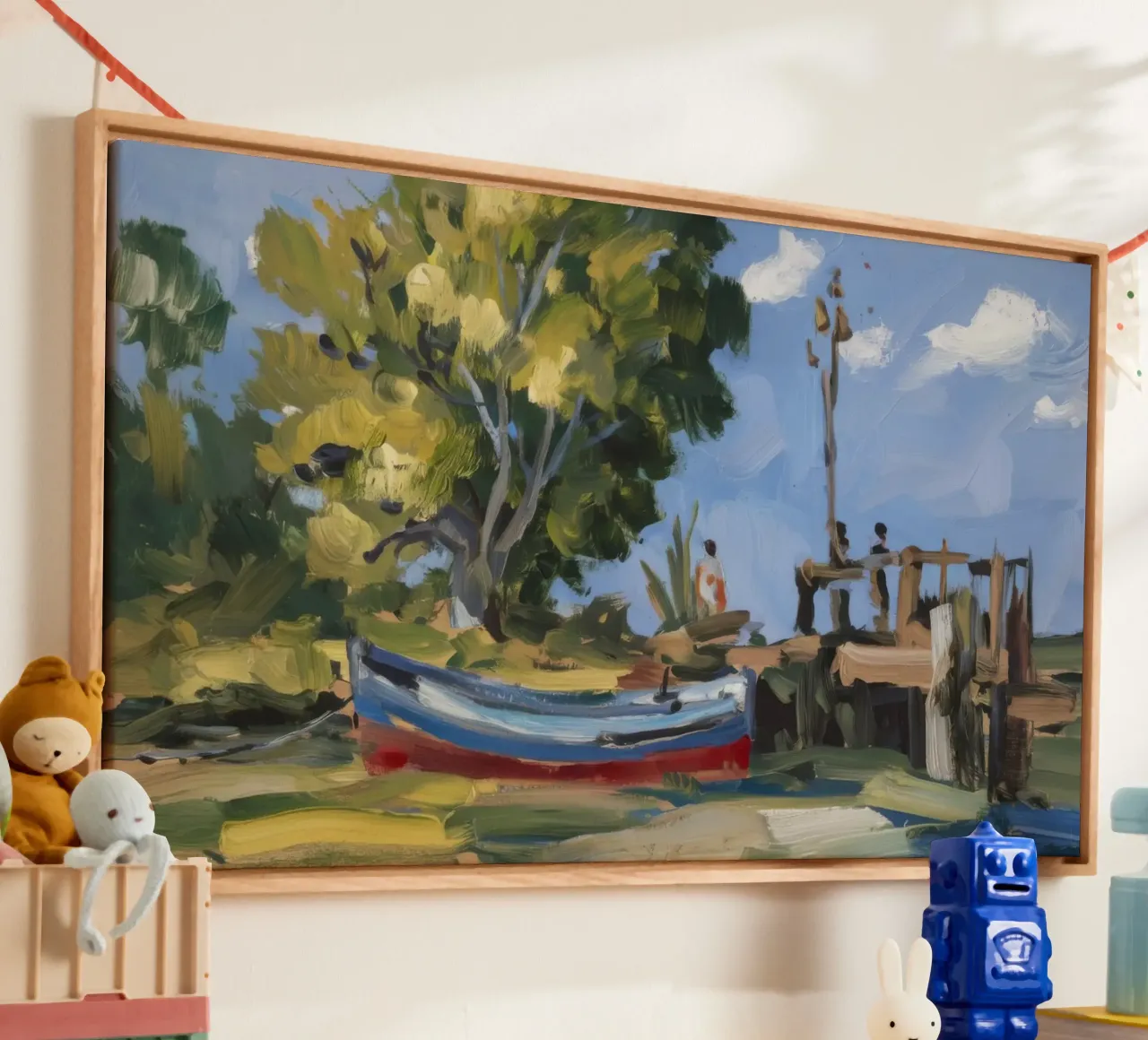Gestrande boot eenzaamheid canvas met Baklijst van Radiance Landscape