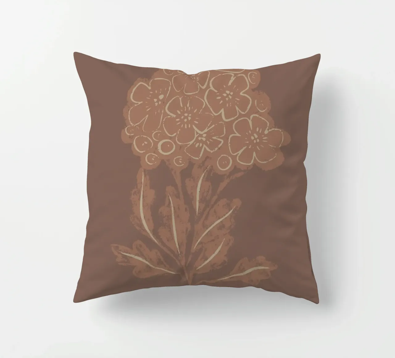 Mocha Blooms decorative cushion by Nikitajariwala
