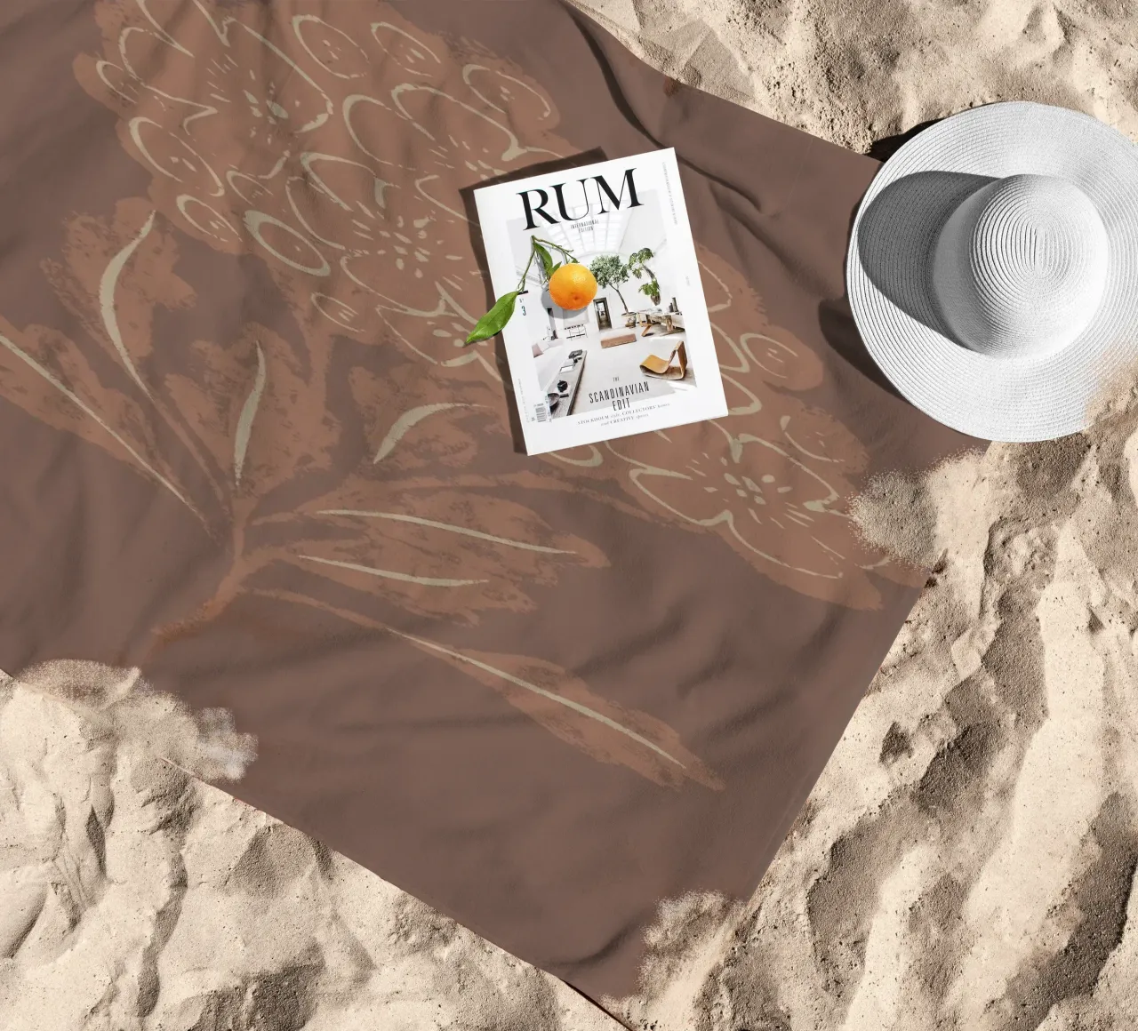 Mocha Blooms beach towel by Nikitajariwala