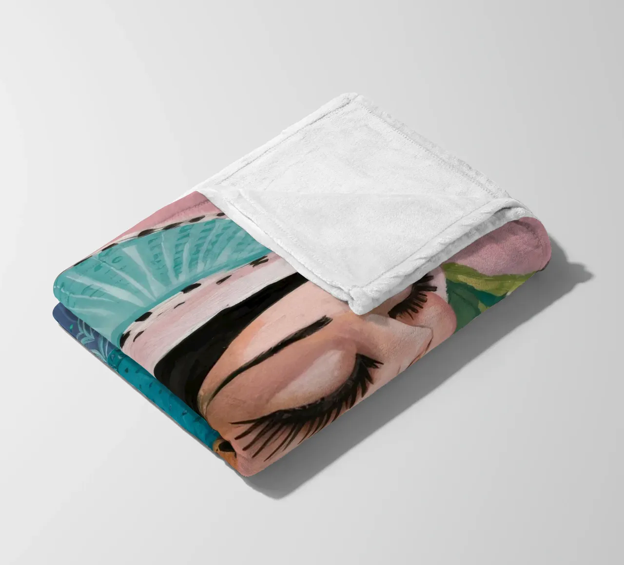 Teal Bloom Crimson fleece blanket by Vivid Reverie