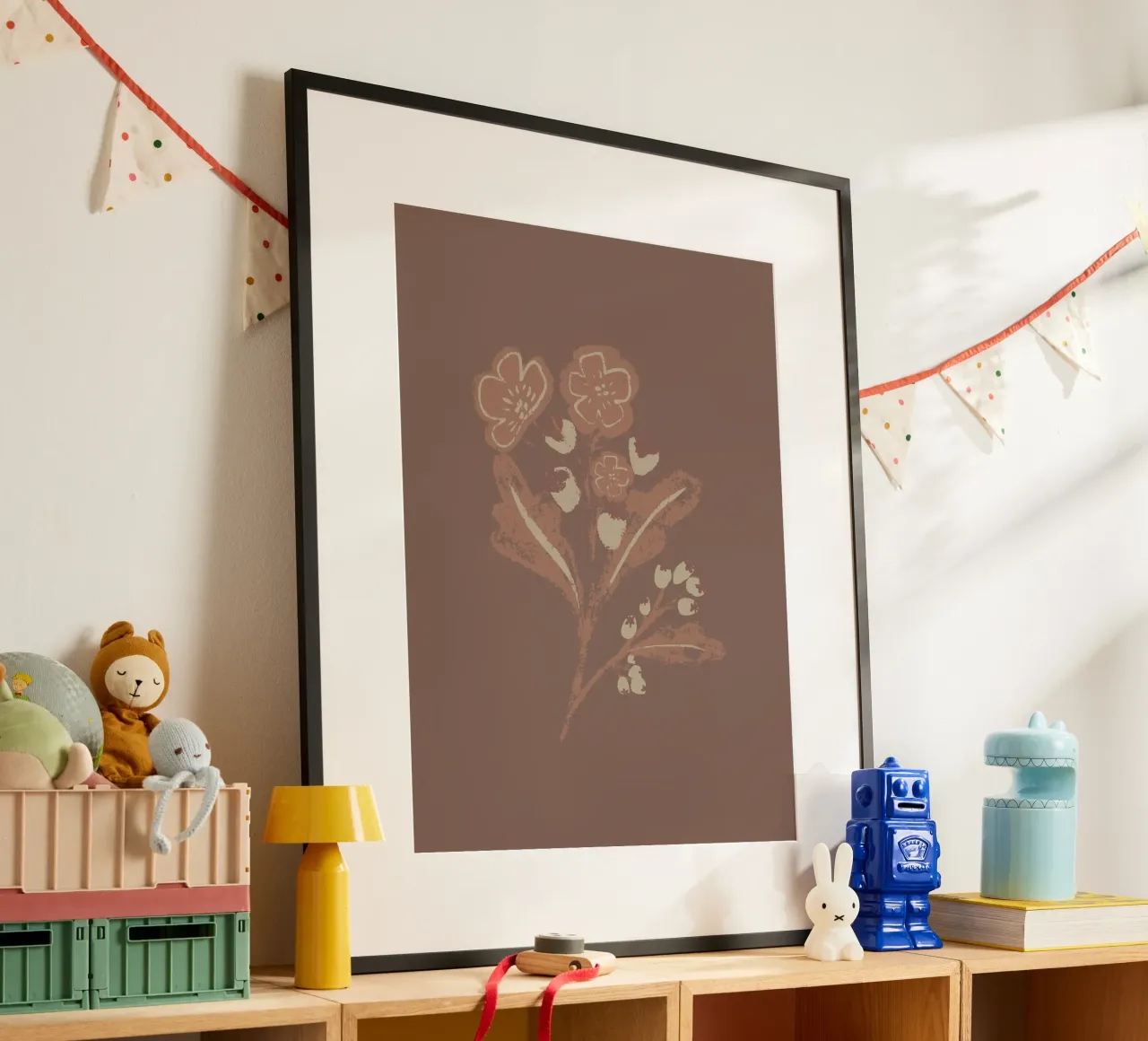 Mocha Blossom poster con telaio in alluminio da Nikitajariwala