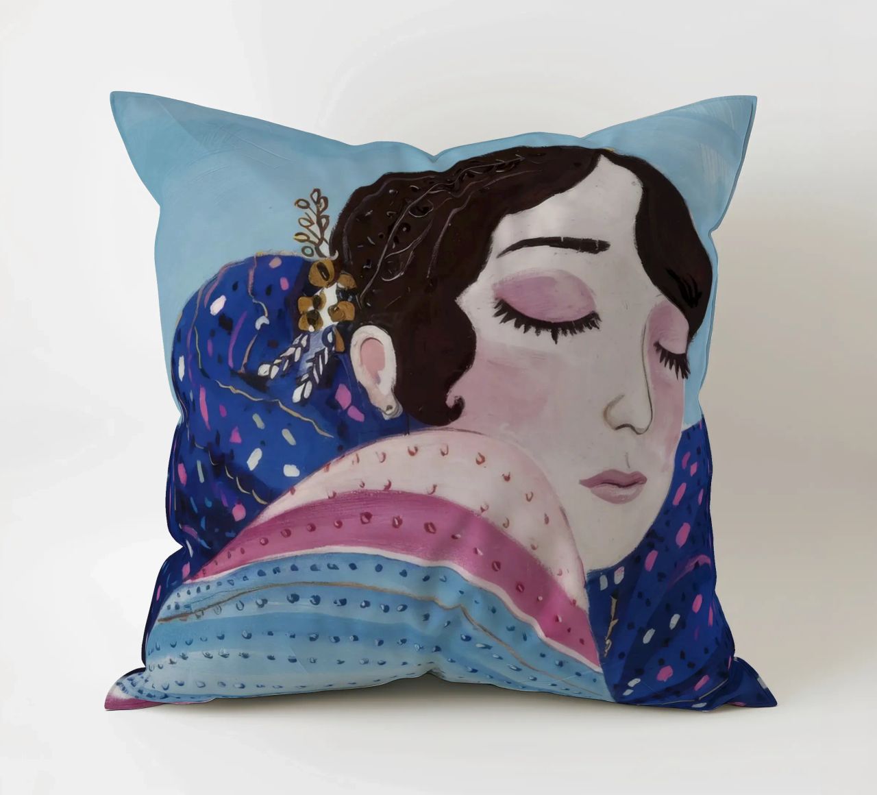 Indigo Dream Shawl decorative cushion by Vivid Reverie