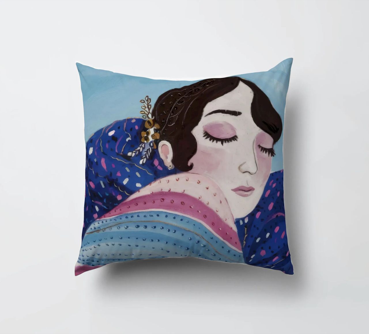 Indigo Dream Shawl decorative cushion by Vivid Reverie