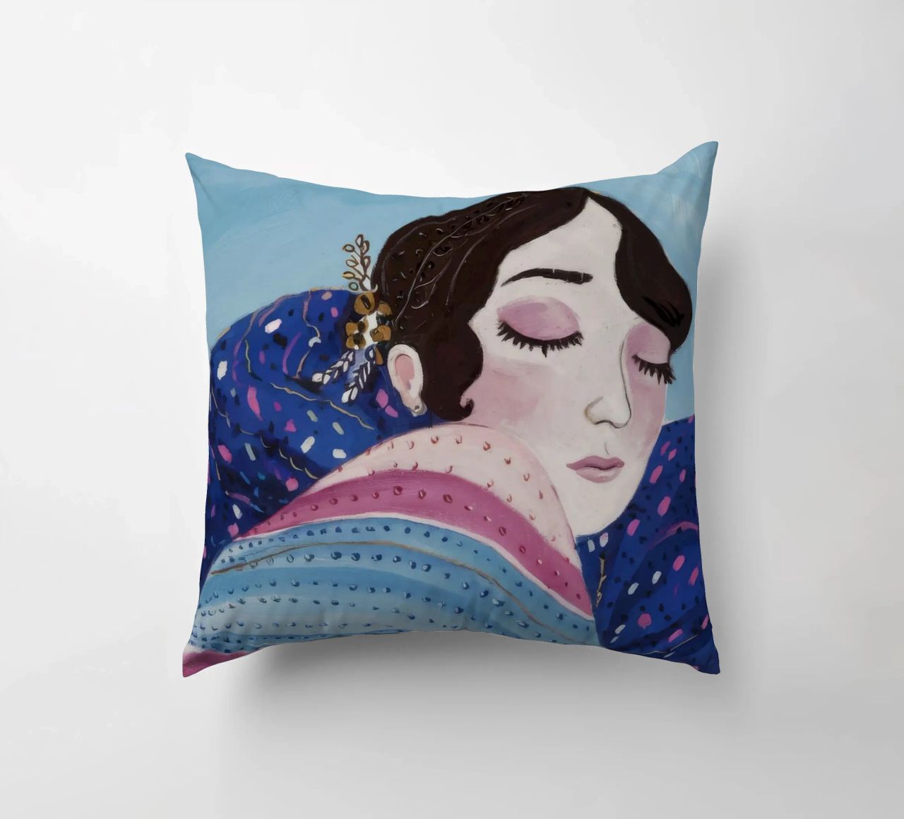 Indigo Dream Shawl decorative cushion by Vivid Reverie