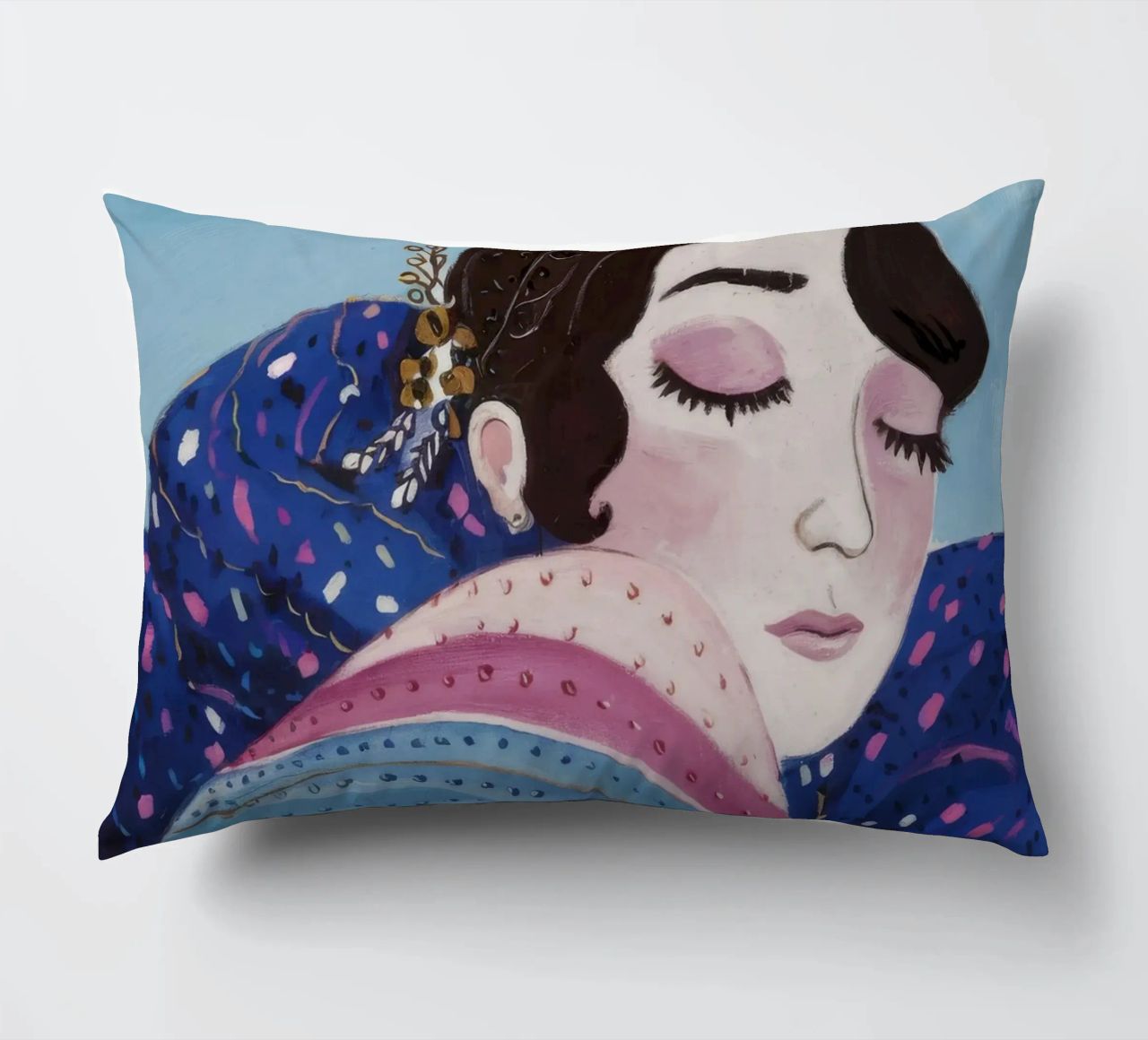 Indigo Dream Shawl decorative cushion by Vivid Reverie