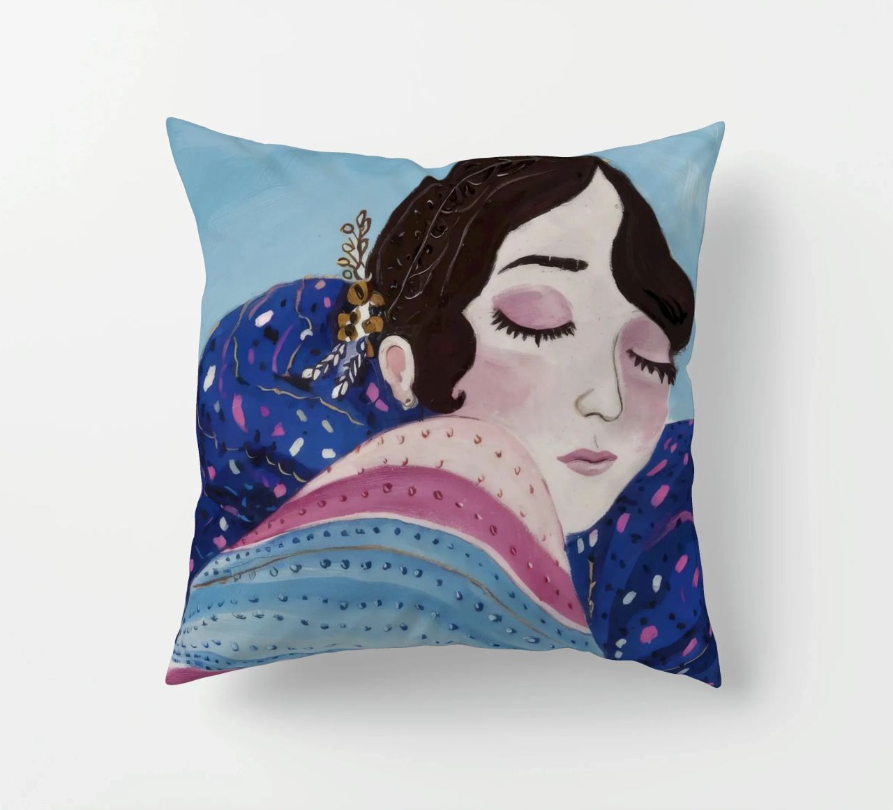 Indigo Dream Shawl decorative cushion by Vivid Reverie