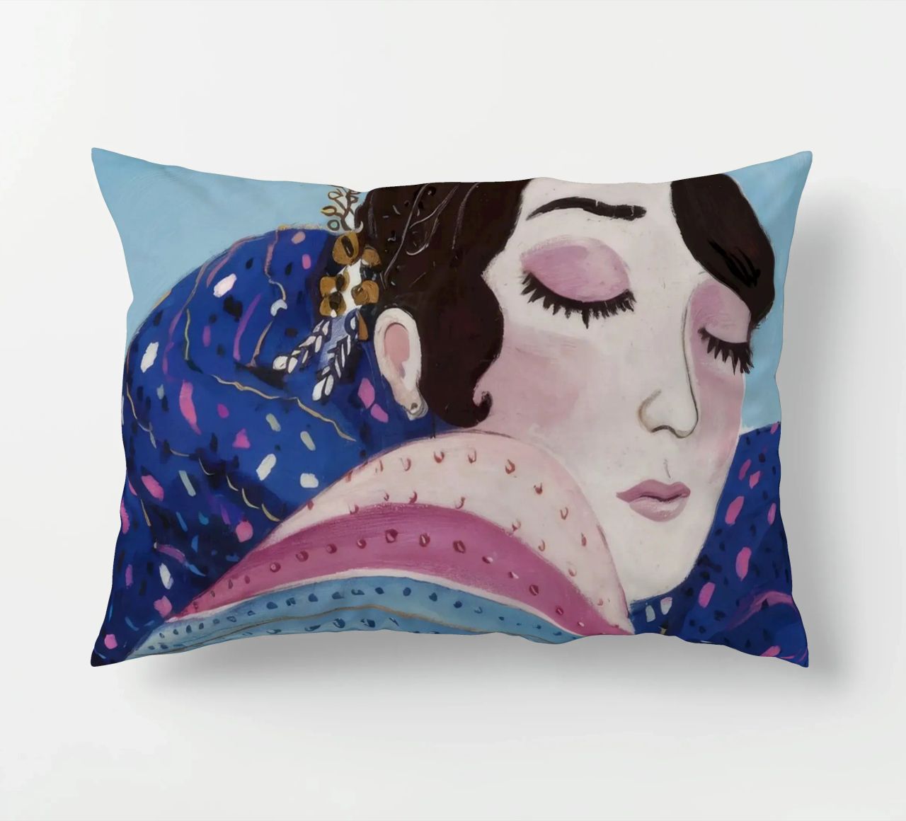 Indigo Dream Shawl decorative cushion by Vivid Reverie