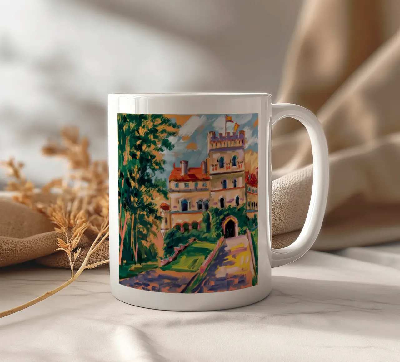 Cortile dello Chateau illuminato dal sole tazza in ceramica da Lush Essence