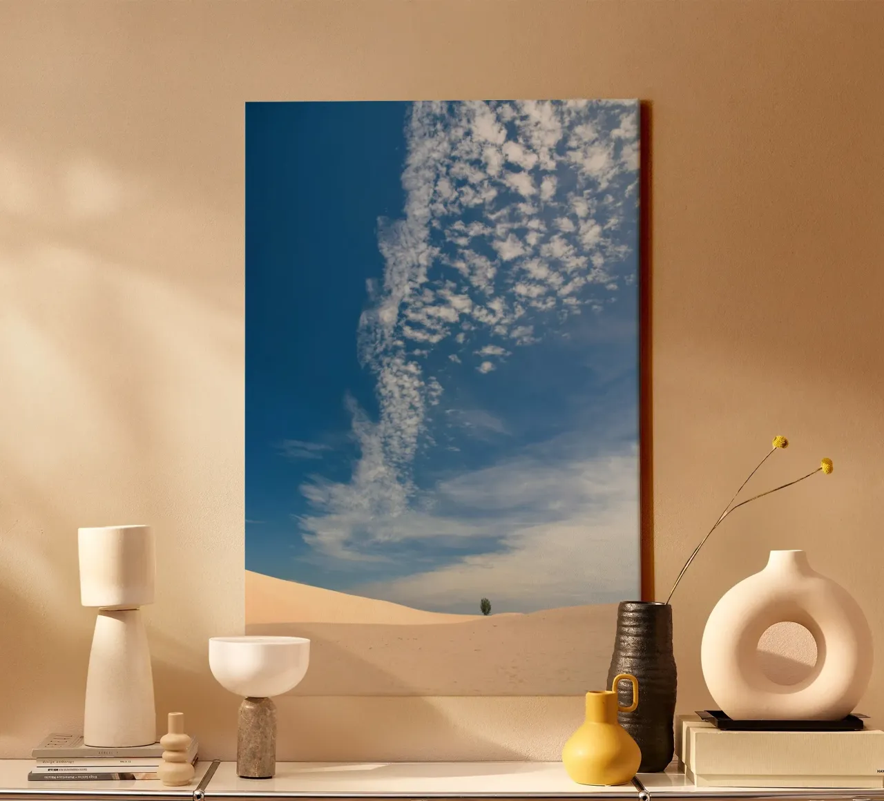 eenzame hemel canvas met Baklijst van life of sands