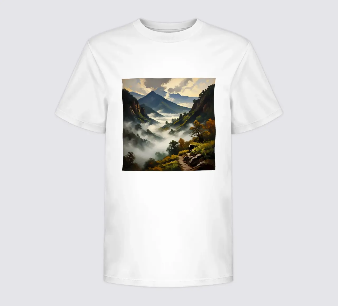 Montagne coperte di nebbia t-shirt bambini da Earthly Visions