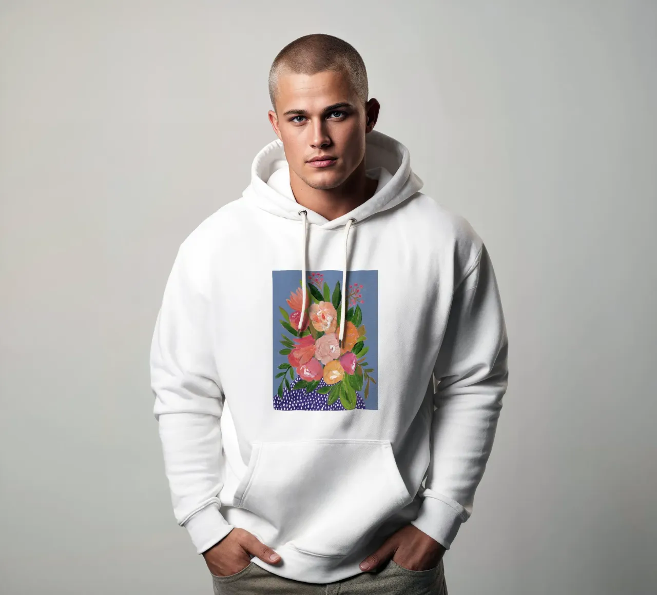 Fiori in acrilico colorati felpa con cappuccio da Nikitajariwala