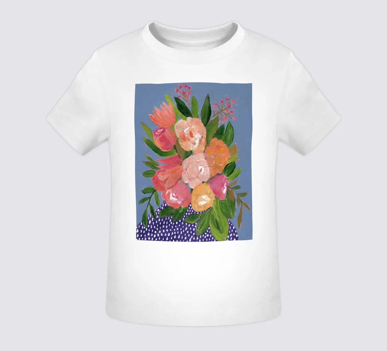 Fiori in acrilico colorati maglietta neonato da Nikitajariwala