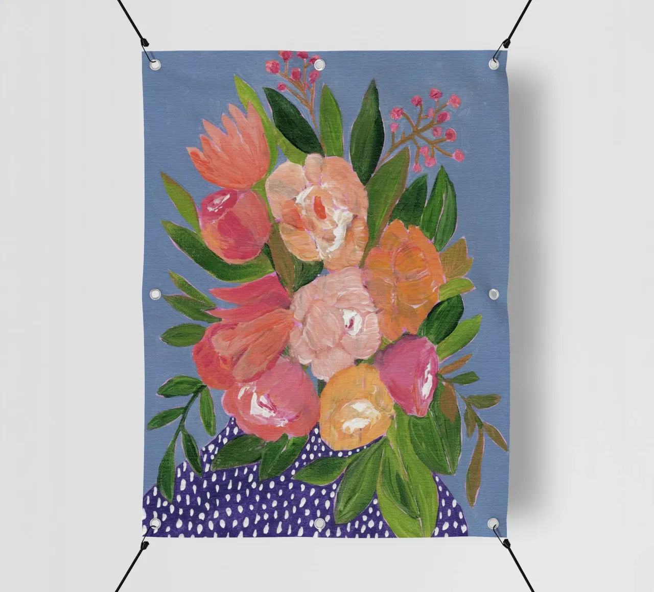 Fiori in acrilico colorati telo in pvc da Nikitajariwala