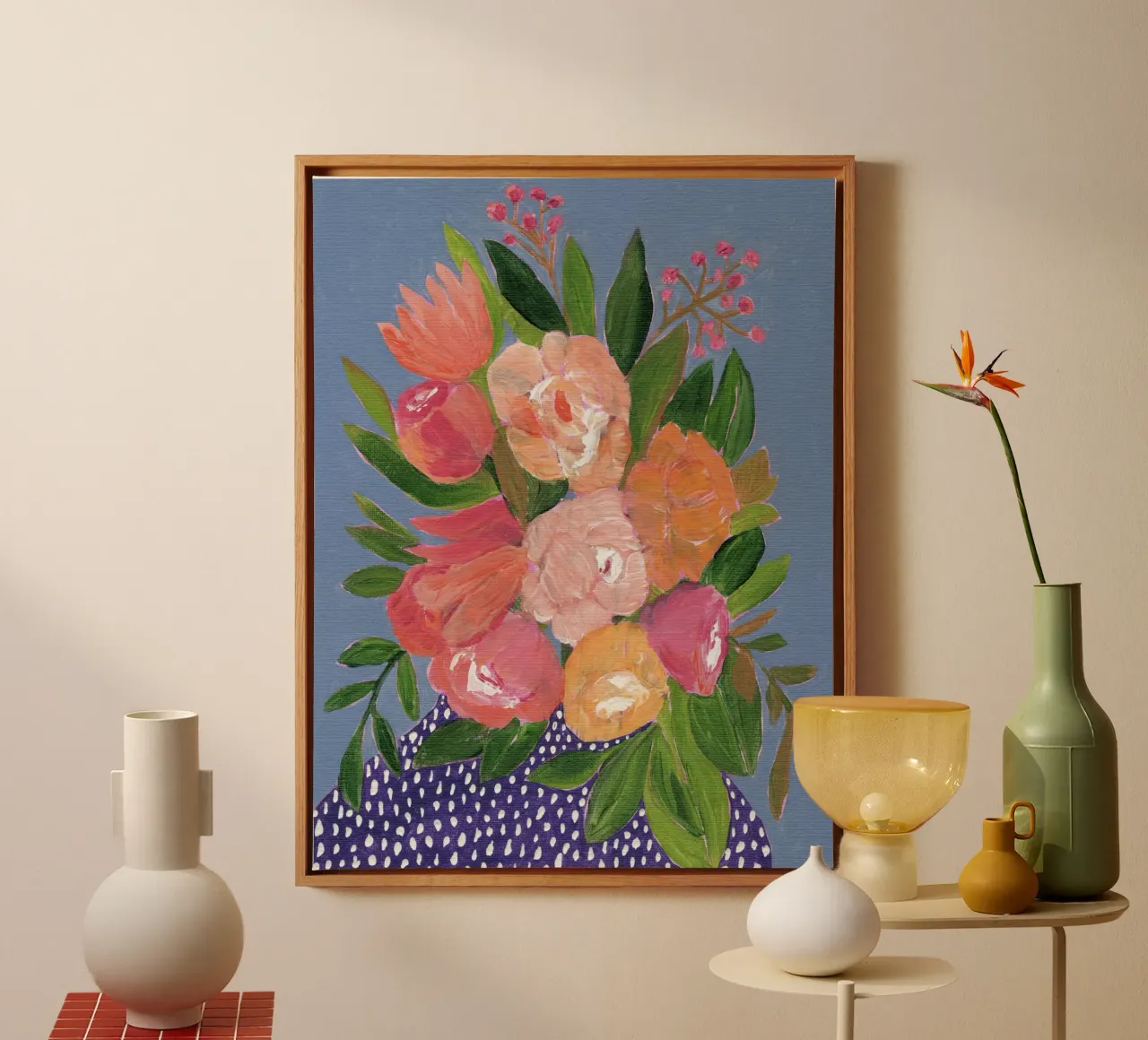 Fiori in acrilico colorati tela con Cornice a cassetta da Nikitajariwala