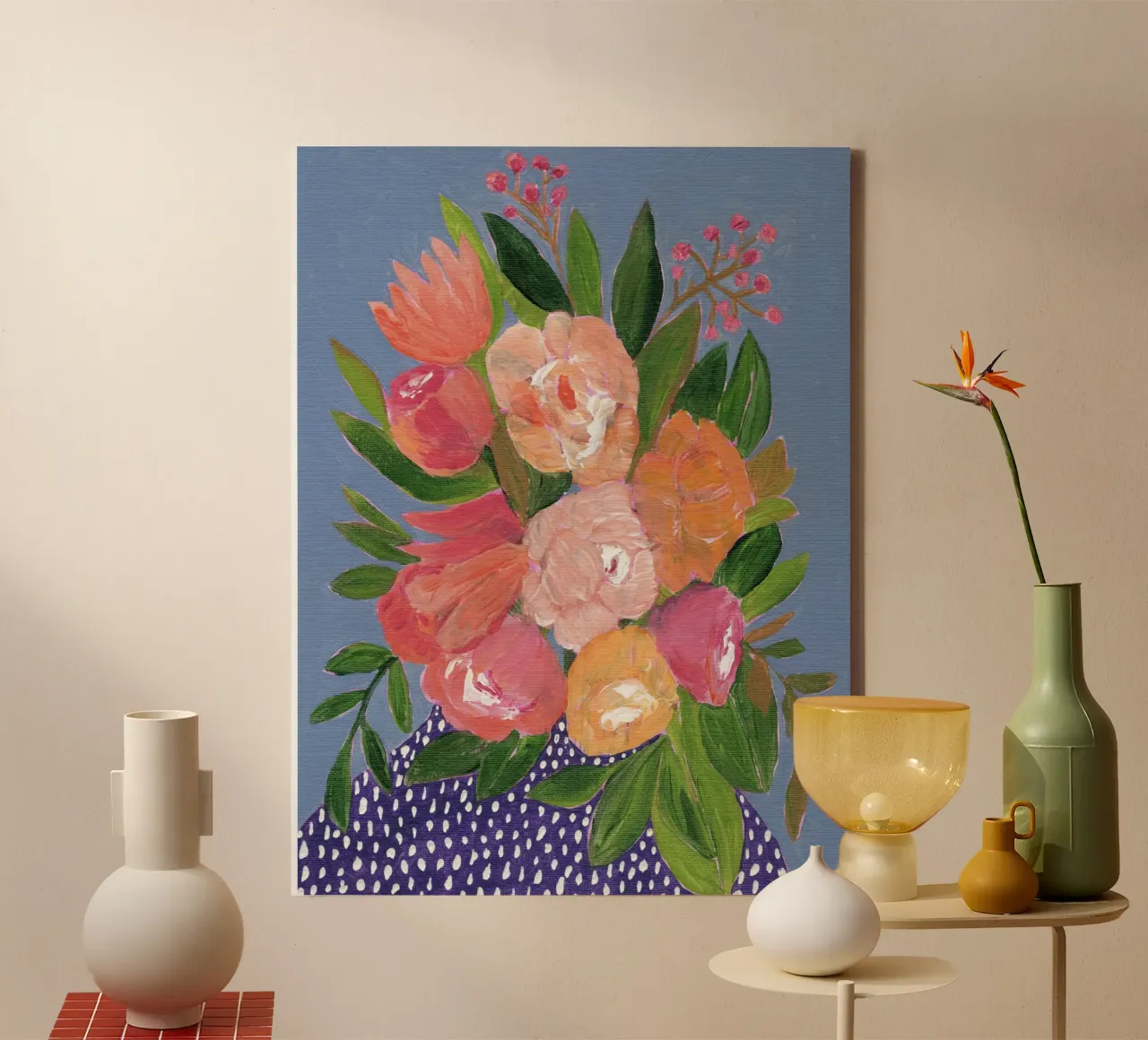 Fiori in acrilico colorati tela con Cornice a cassetta da Nikitajariwala