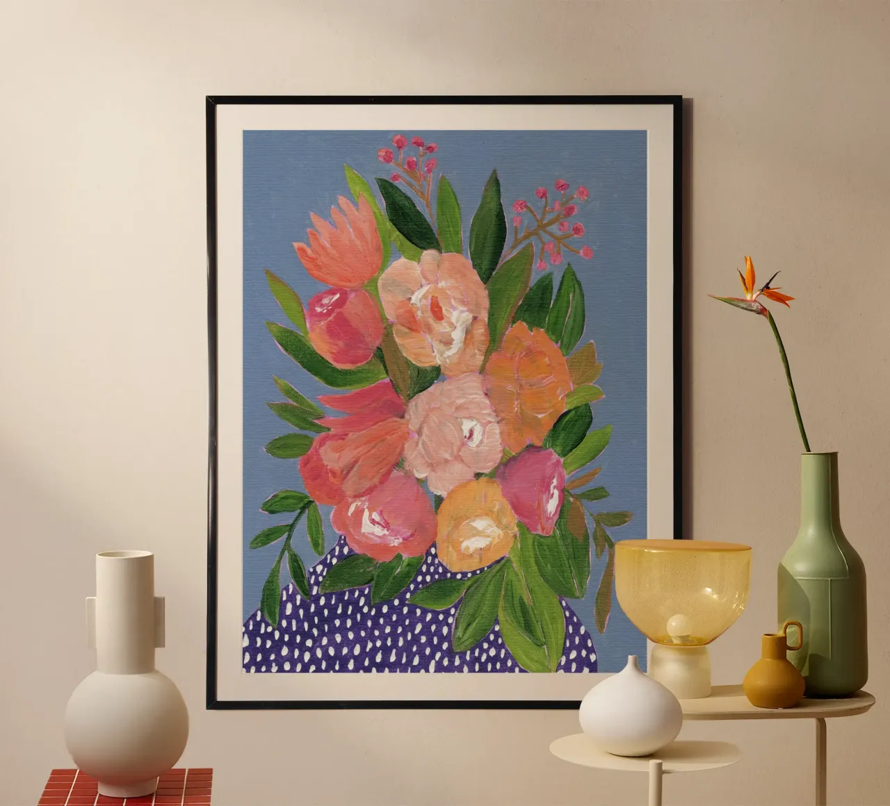 Fiori in acrilico colorati poster con telaio in plastica da Nikitajariwala