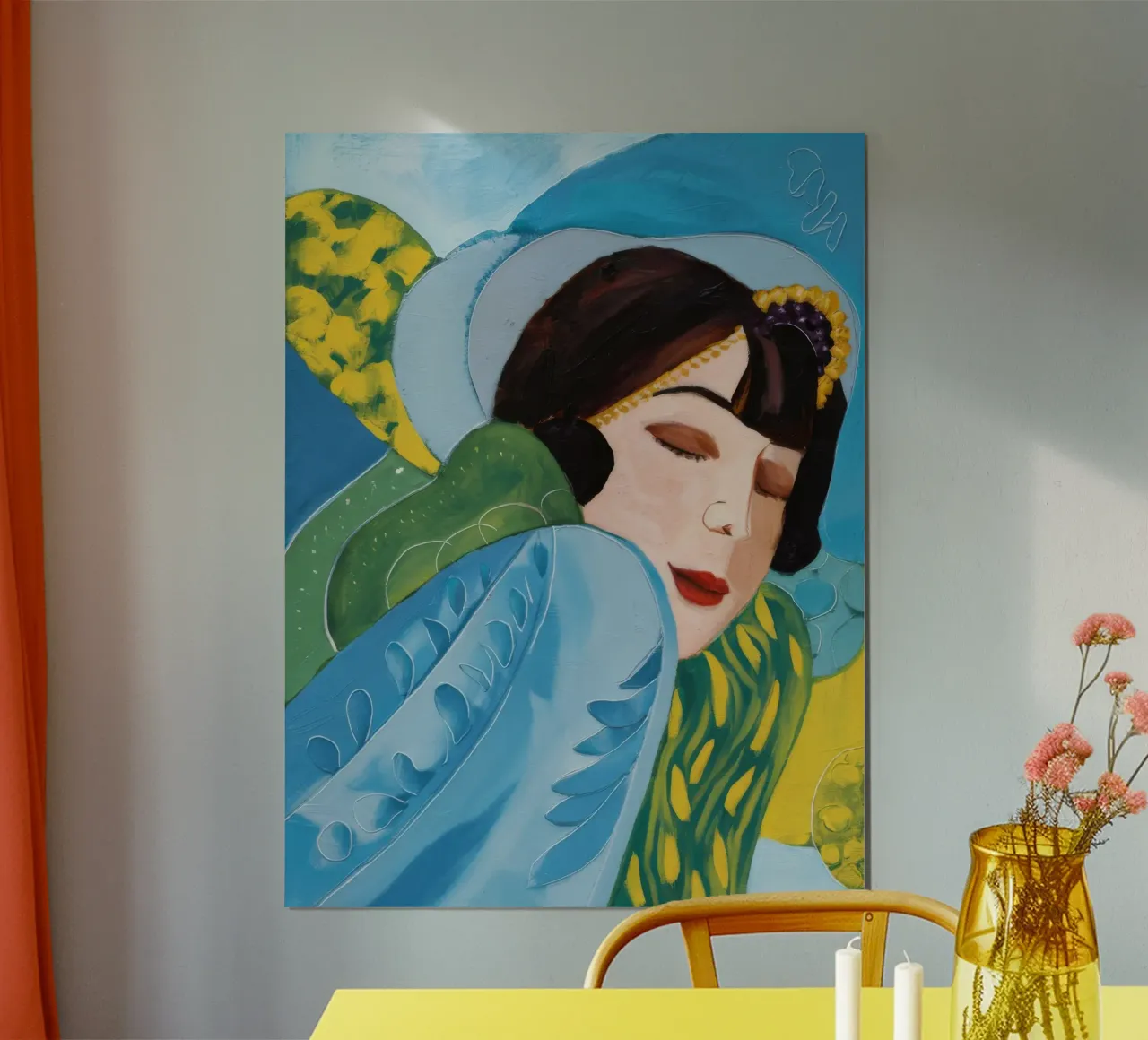 Foglia azzurra Obscura poster con telaio in alluminio da Vivid Reverie