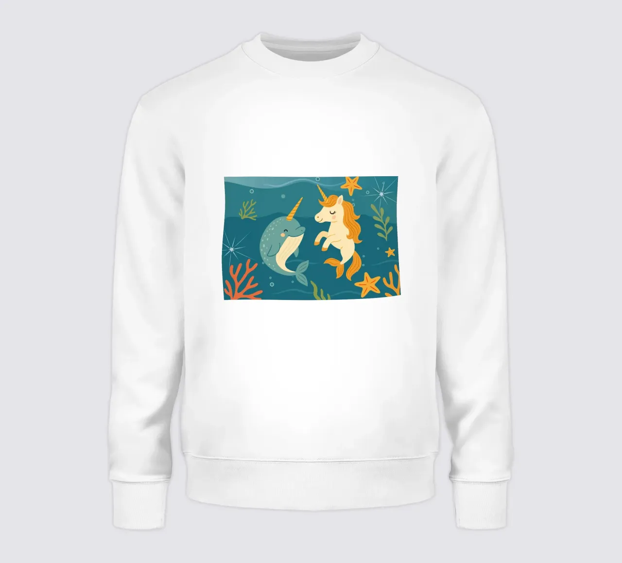 Une douce licorne des mers et un joyeux narval sweat de namosh