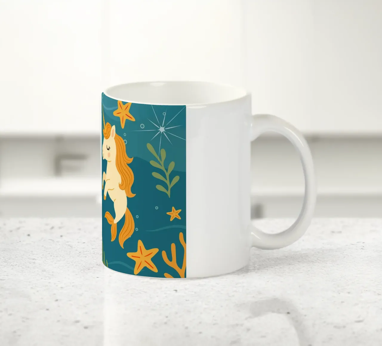 Un simpatico unicorno marino e un allegro narvalo tazza in ceramica da namosh