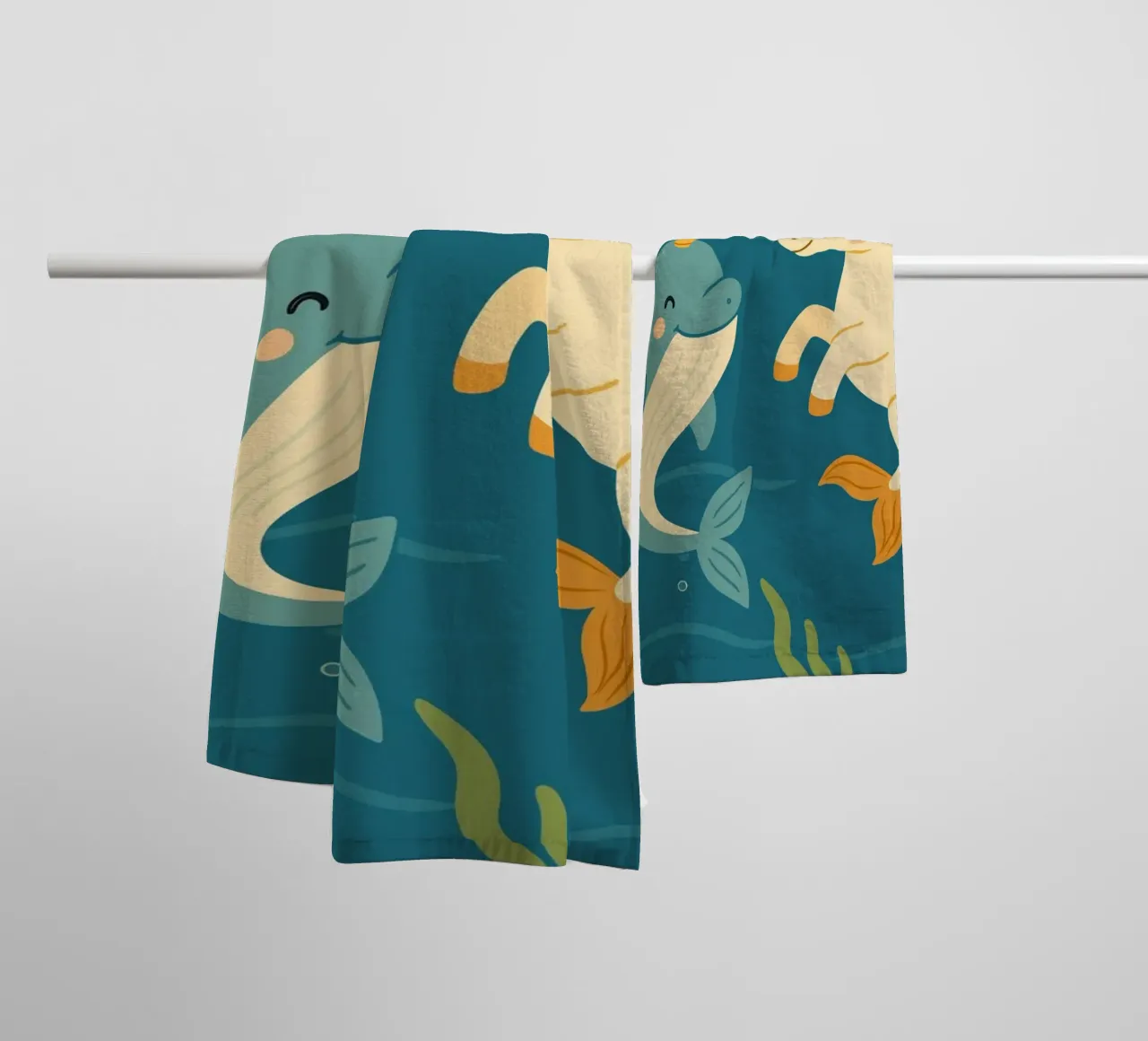 Une douce licorne des mers et un joyeux narval serviette de bain de namosh