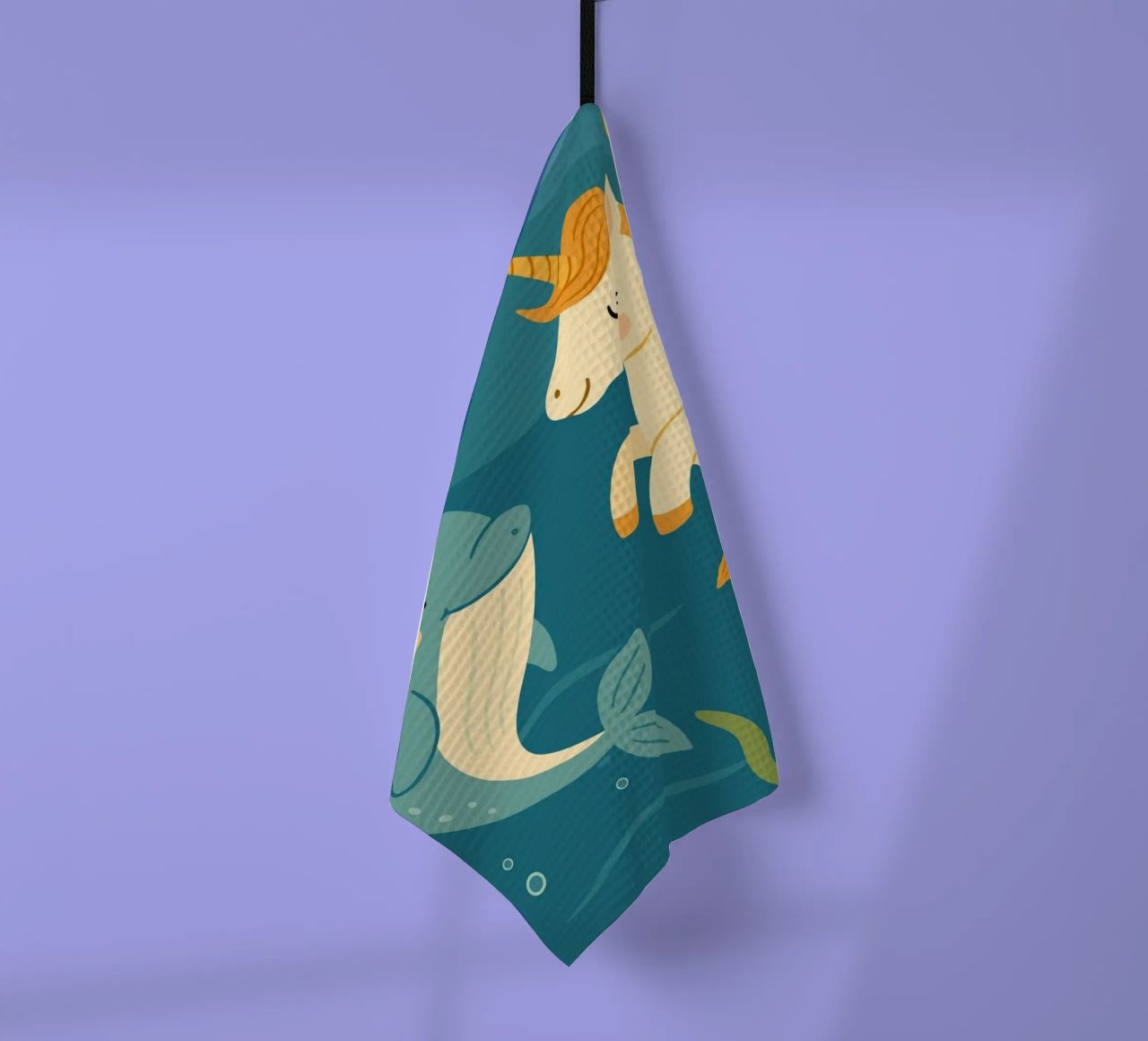 Une douce licorne des mers et un joyeux narval torchon de namosh