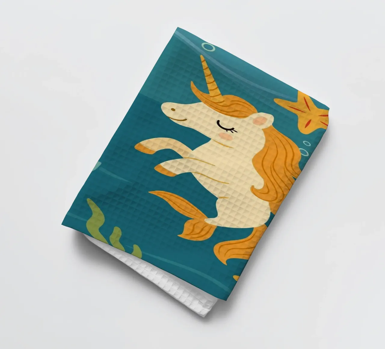 Une douce licorne des mers et un joyeux narval torchon de namosh