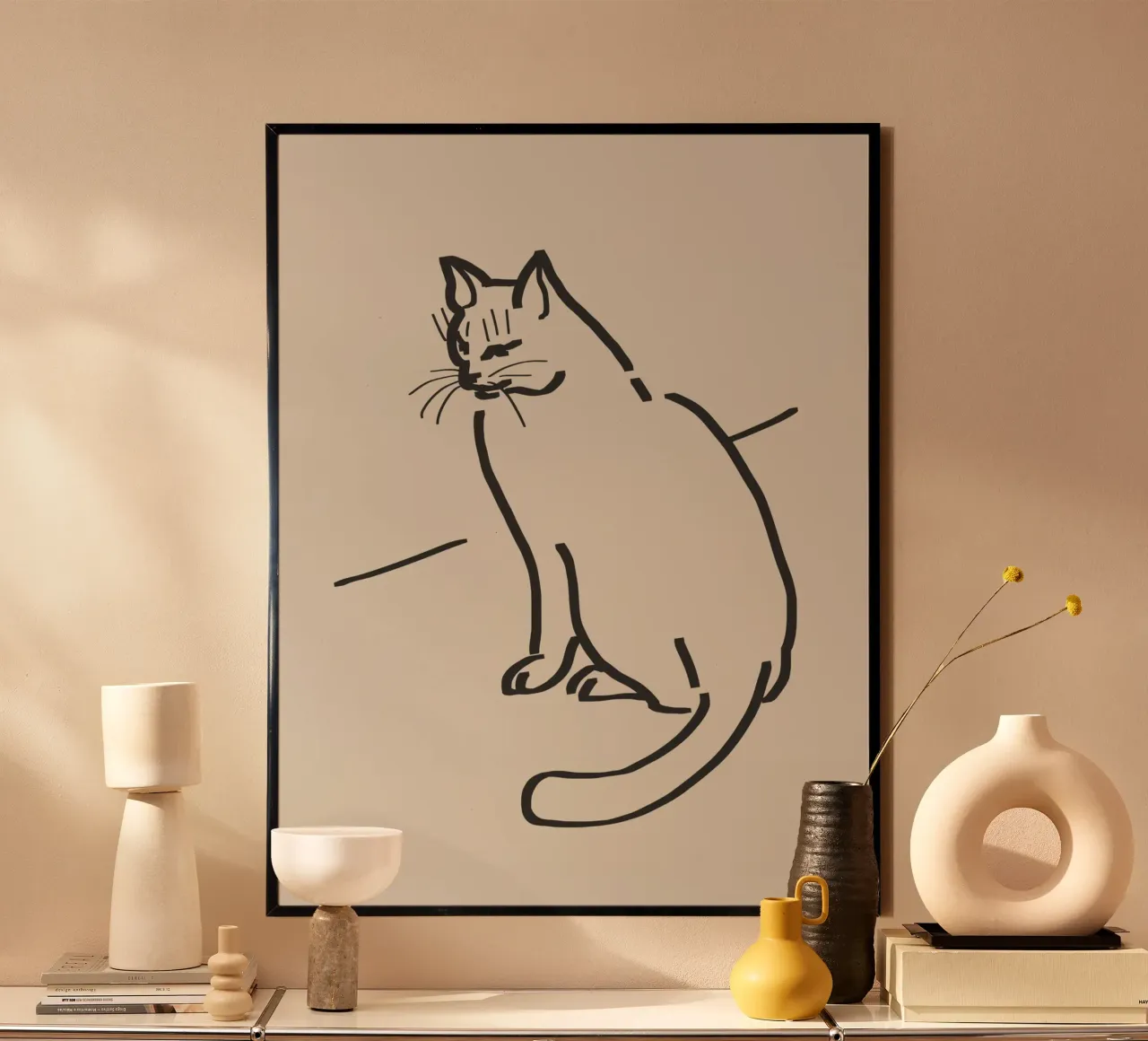 Line art cat drawing 3 hahnemühle by Little Dean