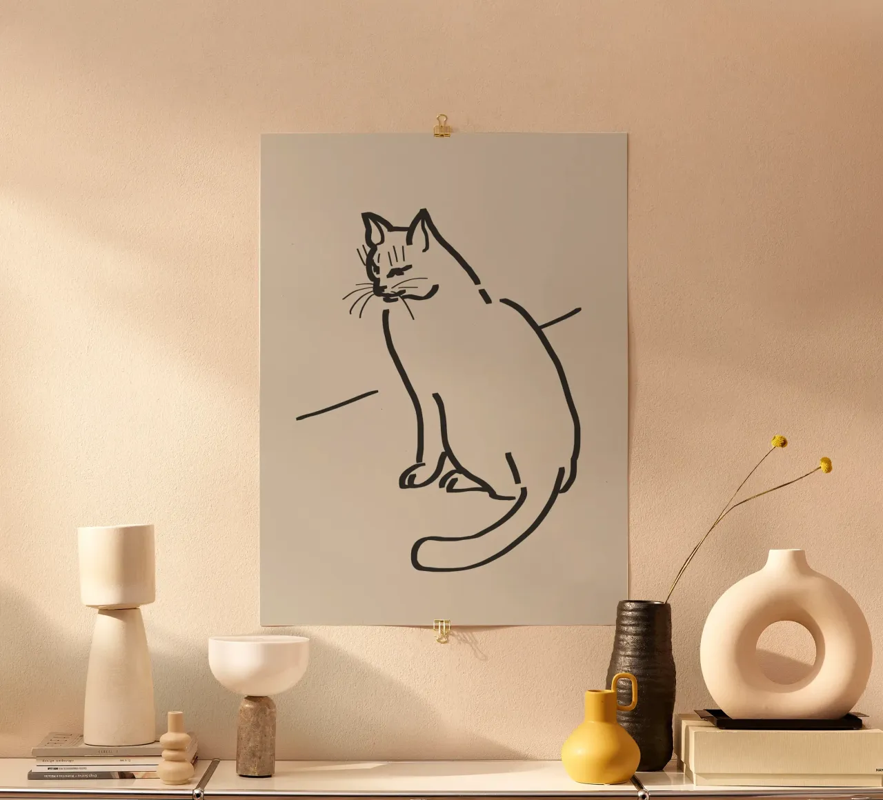 Line art cat drawing 3 hahnemühle by Little Dean