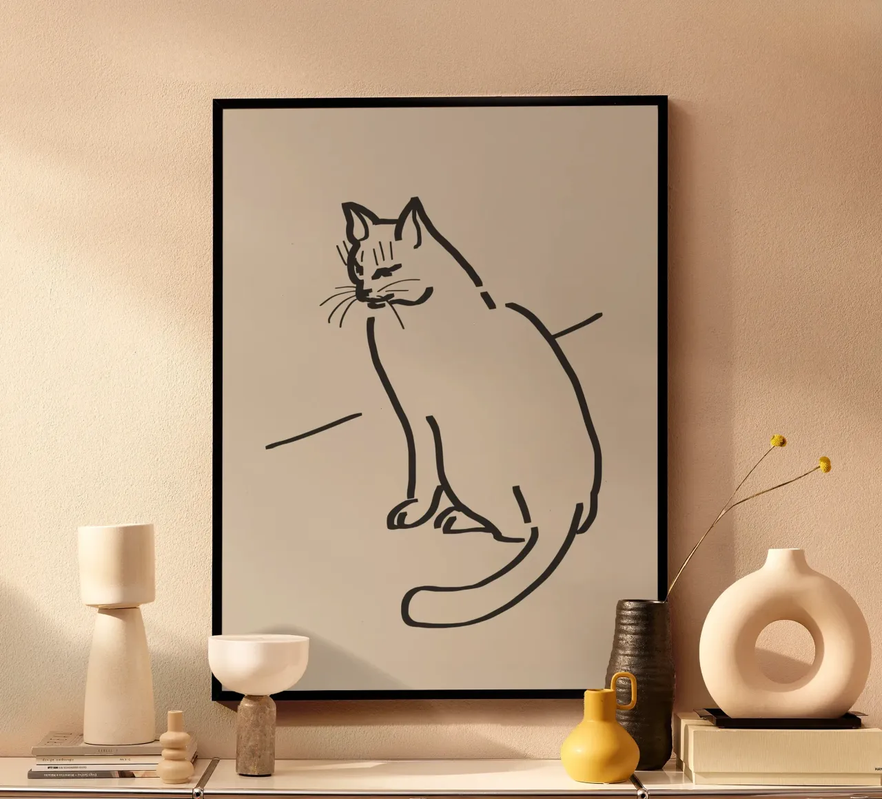 Line art cat drawing 3 hahnemühle by Little Dean