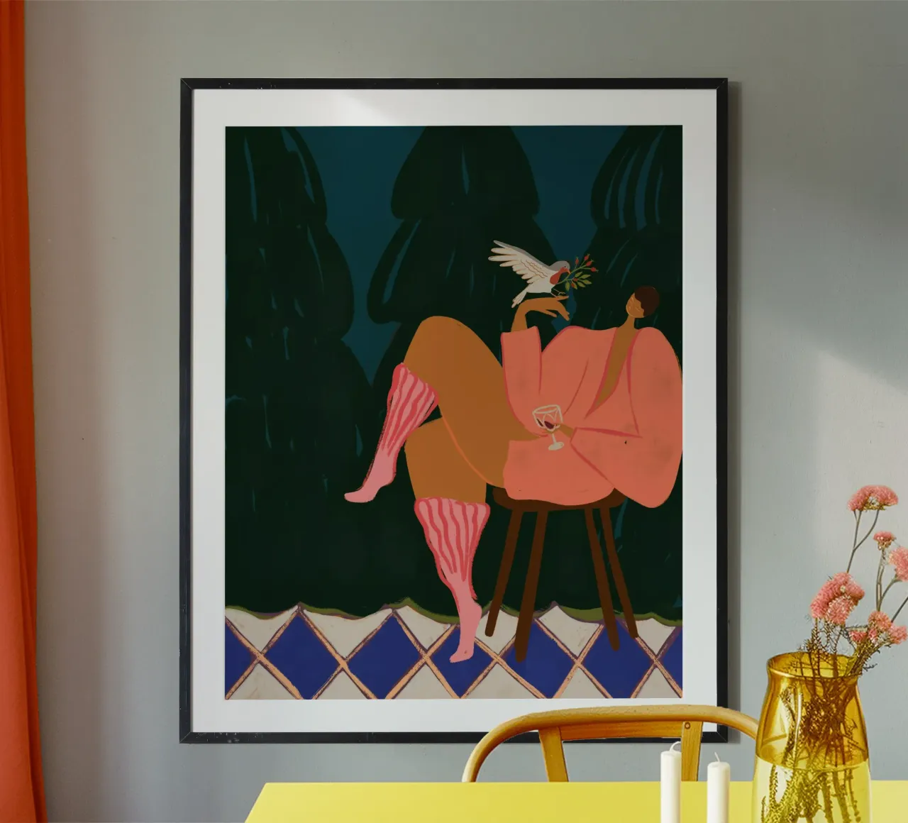 A Lil Birdy Told Me poster con telaio in alluminio da Arty Guava