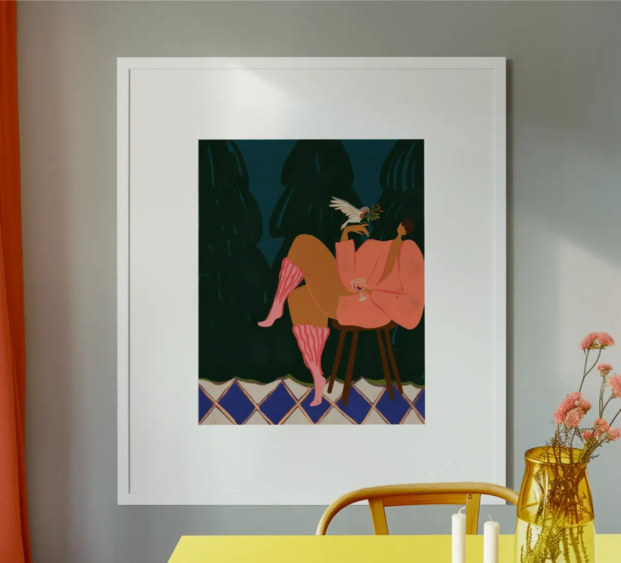 A Lil Birdy Told Me poster con telaio in alluminio da Arty Guava