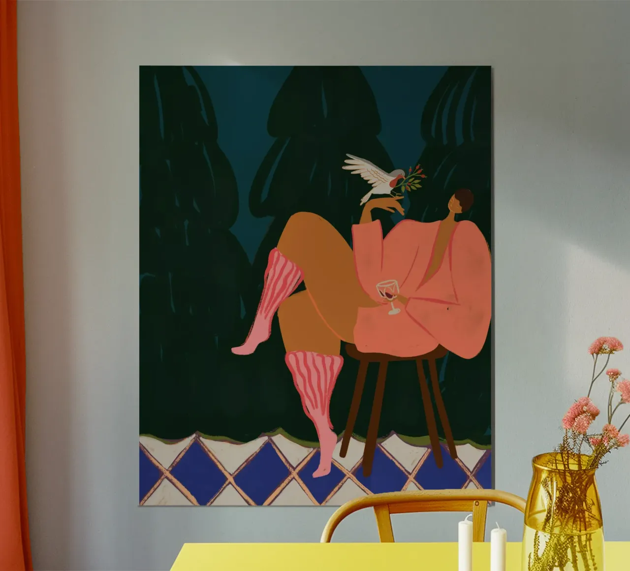 A Lil Birdy Told Me poster con telaio in alluminio da Arty Guava