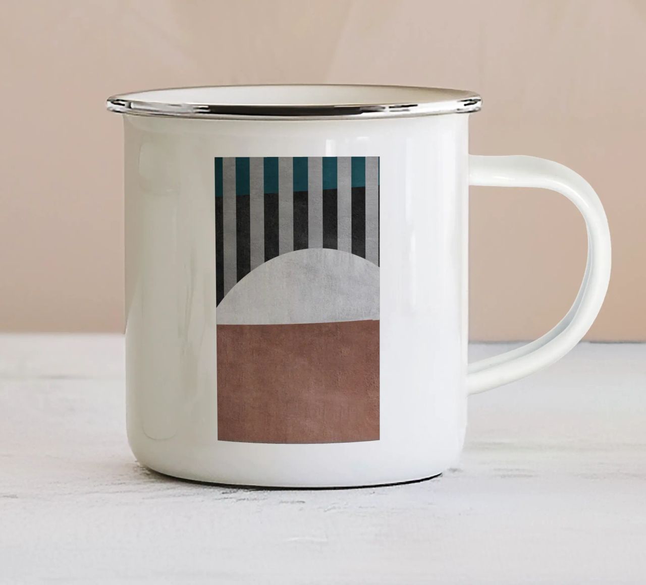 geometric art lines tazza in smalto da vintageshop