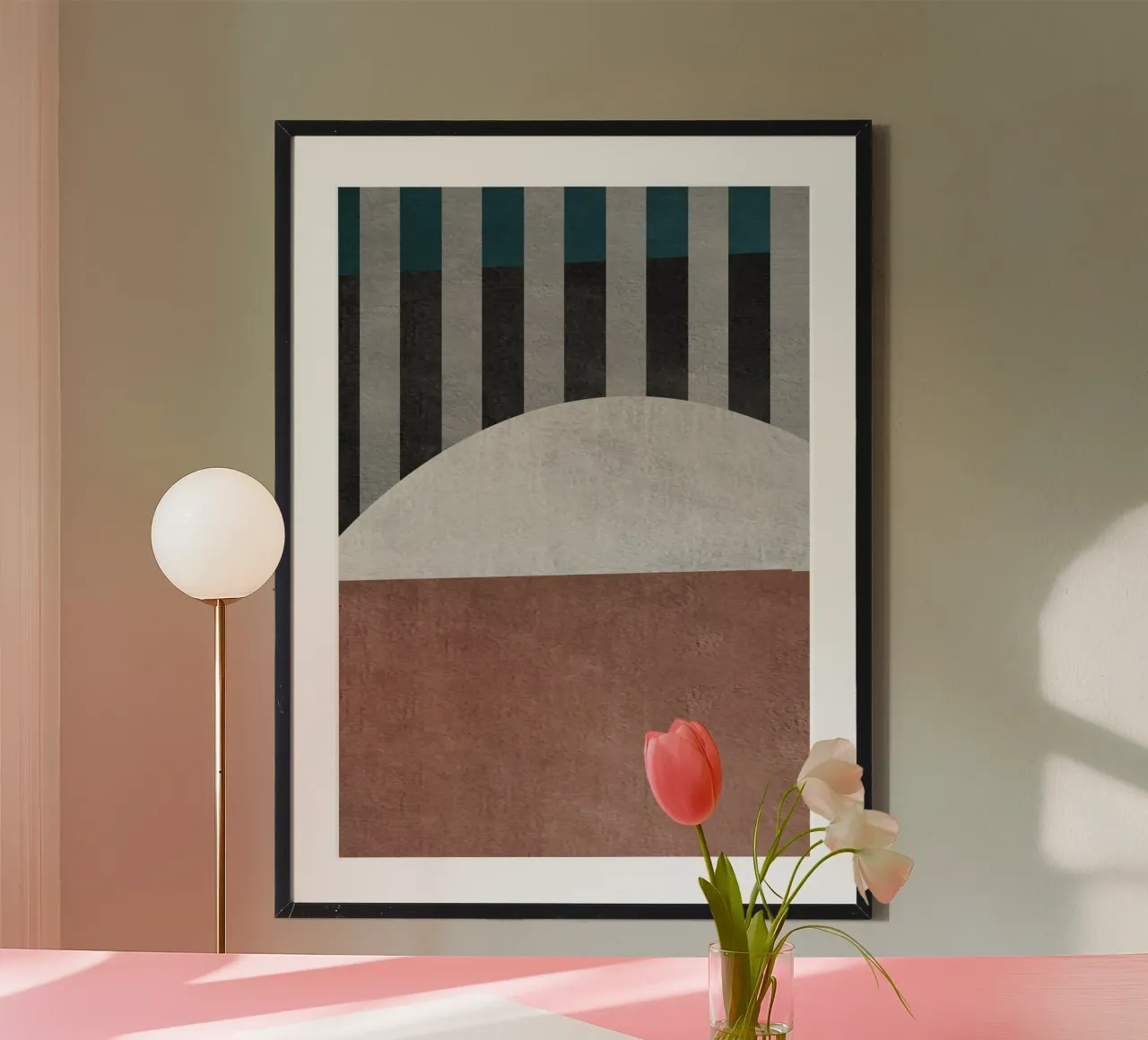 geometric art lines poster con telaio in alluminio da vintageshop