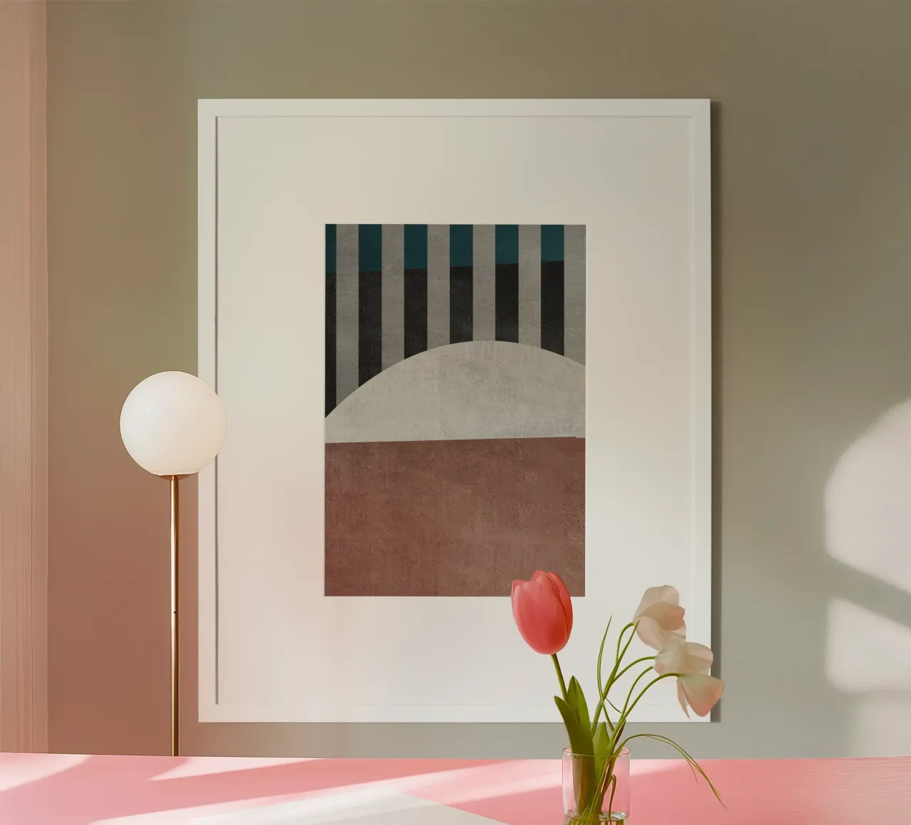 geometric art lines poster con telaio in alluminio da vintageshop