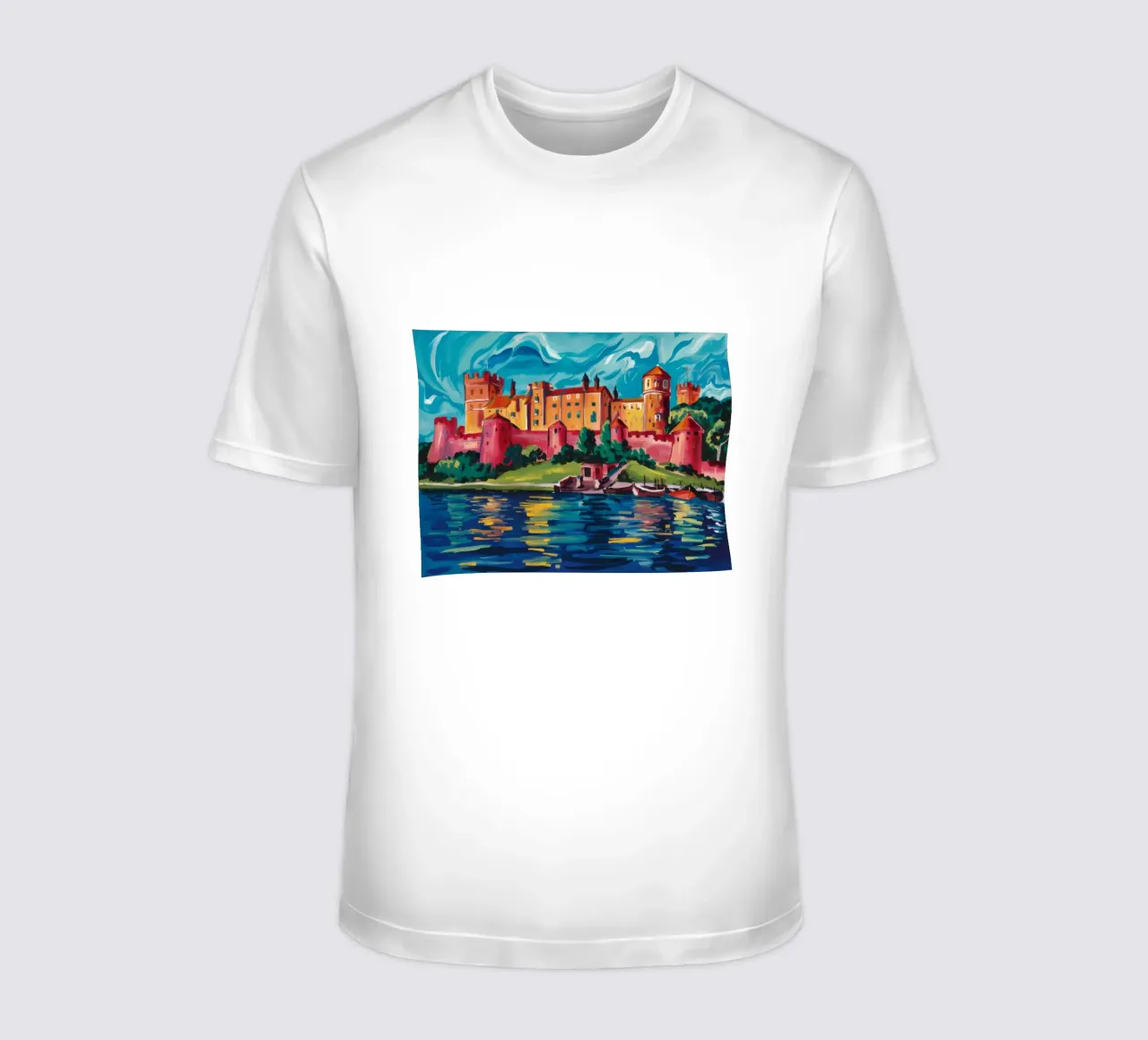 Riflesso del castello sul lago t-shirt da Lush Essence