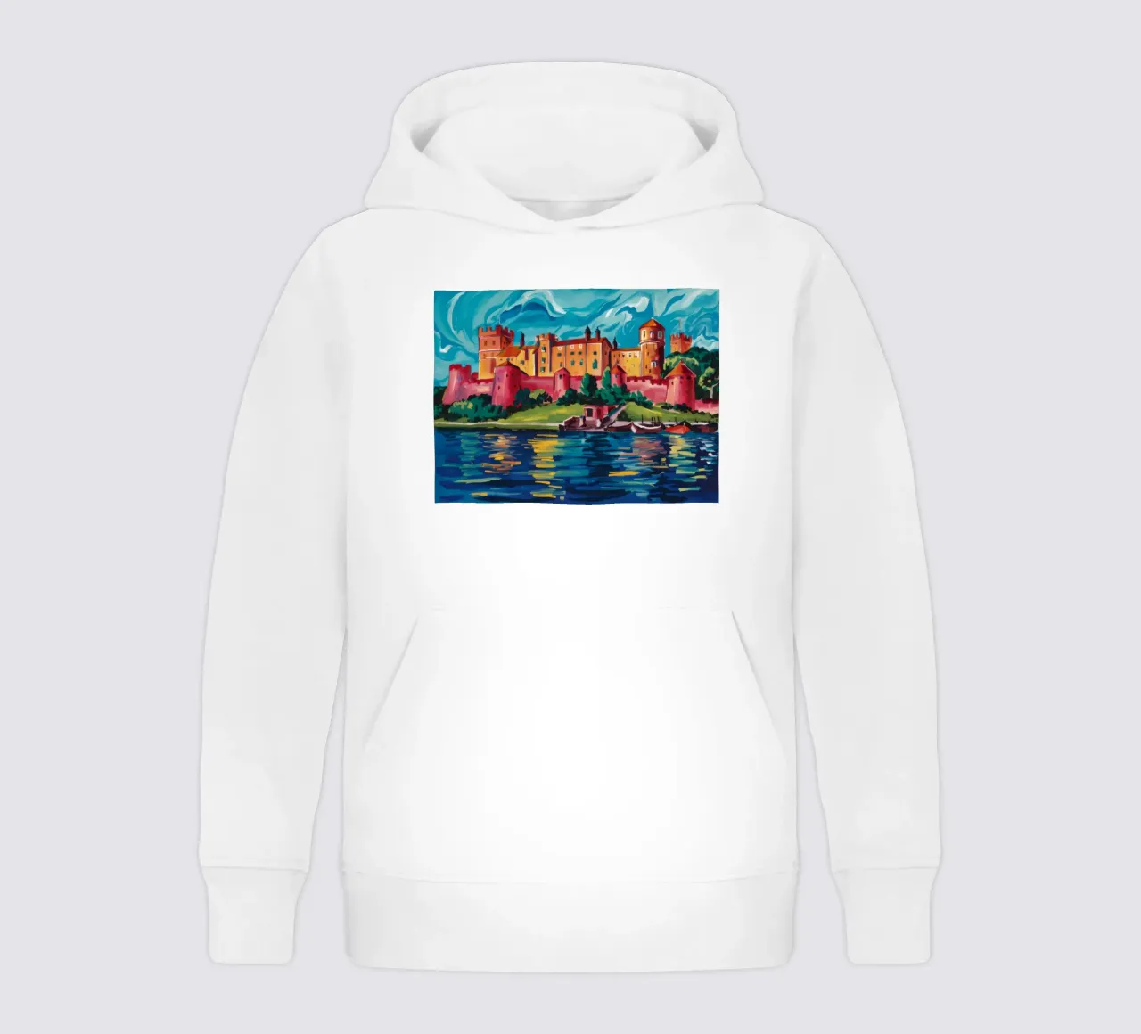 Riflesso del castello sul lago felpa bambino con cappuccio da Lush Essence