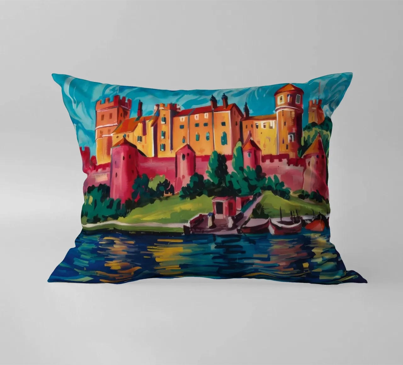 Riflesso del castello sul lago cuscino da Lush Essence