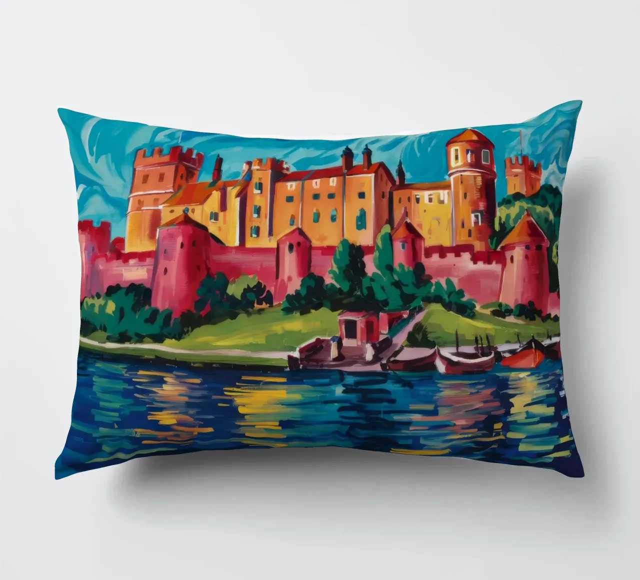 Riflesso del castello sul lago cuscino da Lush Essence