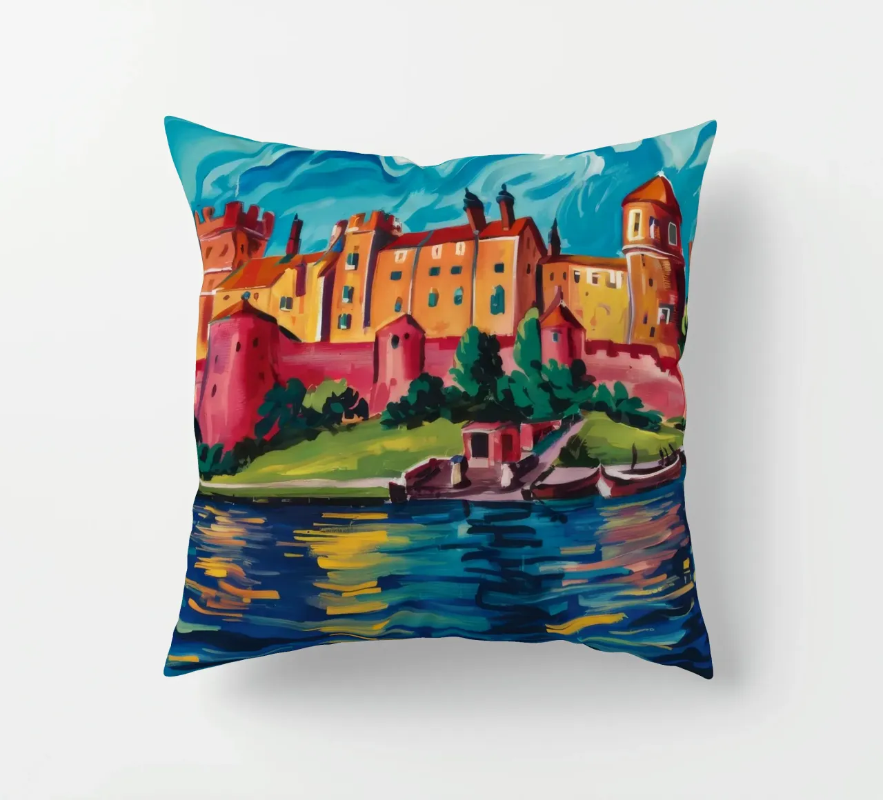 Riflesso del castello sul lago cuscino da Lush Essence
