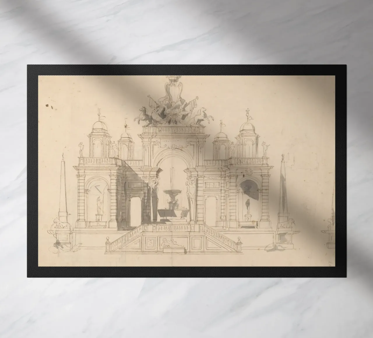 Schizzo di fontana d'epoca - Disegno architettonico classico zerbino da ClubArt