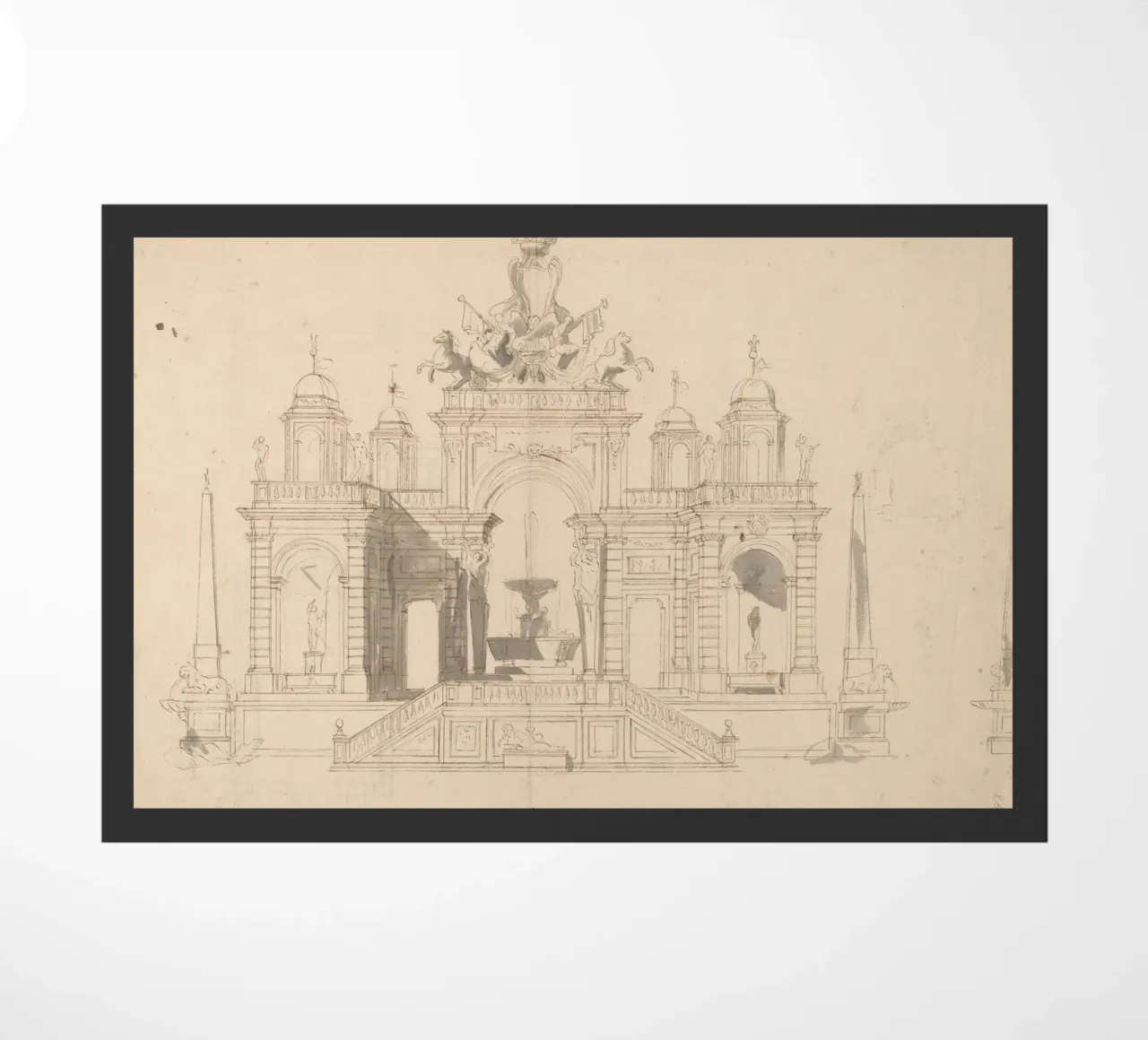 Schizzo di fontana d'epoca - Disegno architettonico classico zerbino da ClubArt