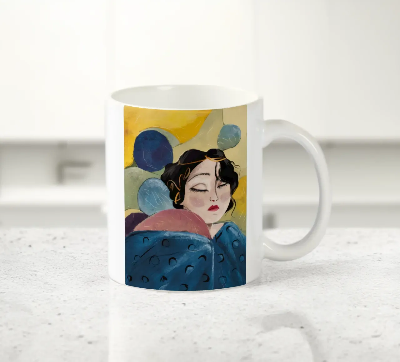 Cerulean Orb Slumber (sonno del globo ceruleo) tazza in ceramica da Vivid Reverie